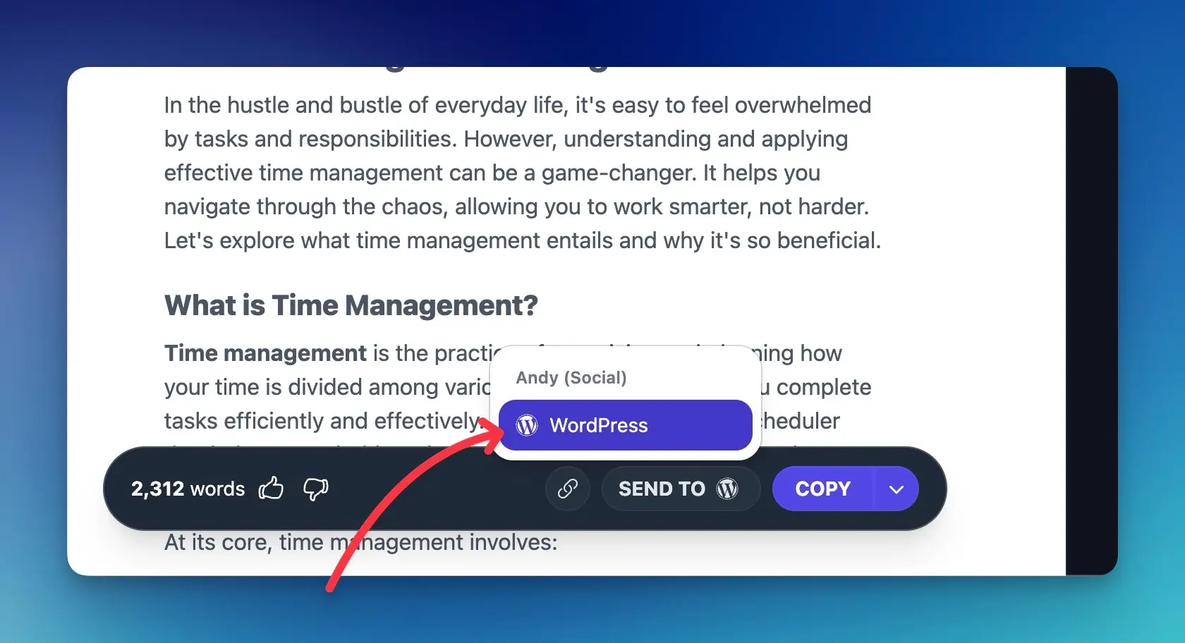 Publishing Integrations screenshot